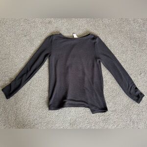 H&M Women’s Open Knit Open Back Long Sleeve Lightweight Sweater Black Small